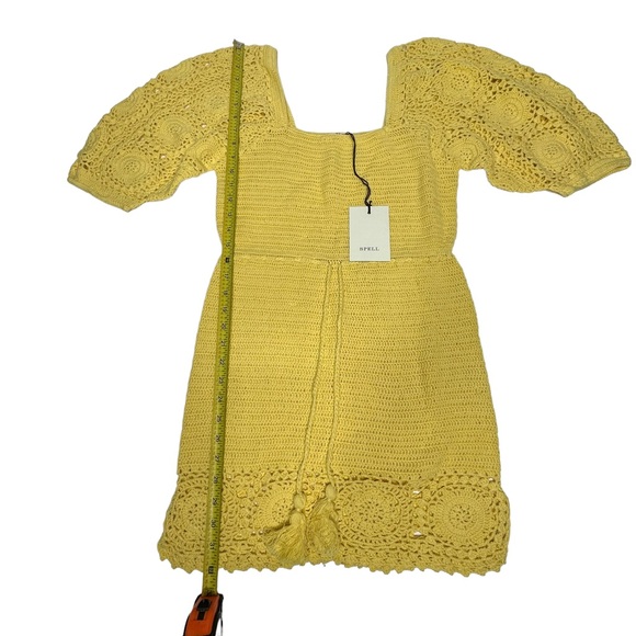 NWT Spell Let The Sunshine In Crochet Mini Dress in Lemon s - Picture 11 of 16